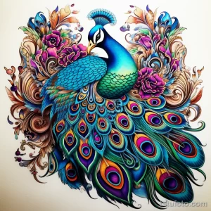 Tattoo idea A regal peacock with intricate paisley p ebd bb becfd _1_2_3 221123 tatufoto.com