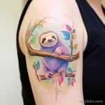 Tattoo idea A whimsical sloth hanging from a tree br defc fbcd decb _1 221123 tatufoto.com