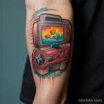 Tattoo of a TV showing a retro video game screen on dbc a bb abbefa 181123 tatufoto.com
