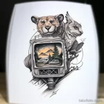 Tattoo sketch of a TV with a wildlife documentary sc bdaee d dce ac dacbb _1_2 181123 tatufoto.com