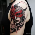 The hero in a mask with a red ribbon black and white edee ed b ae bfbcfbde _1_2_3 231123 tatufoto.com