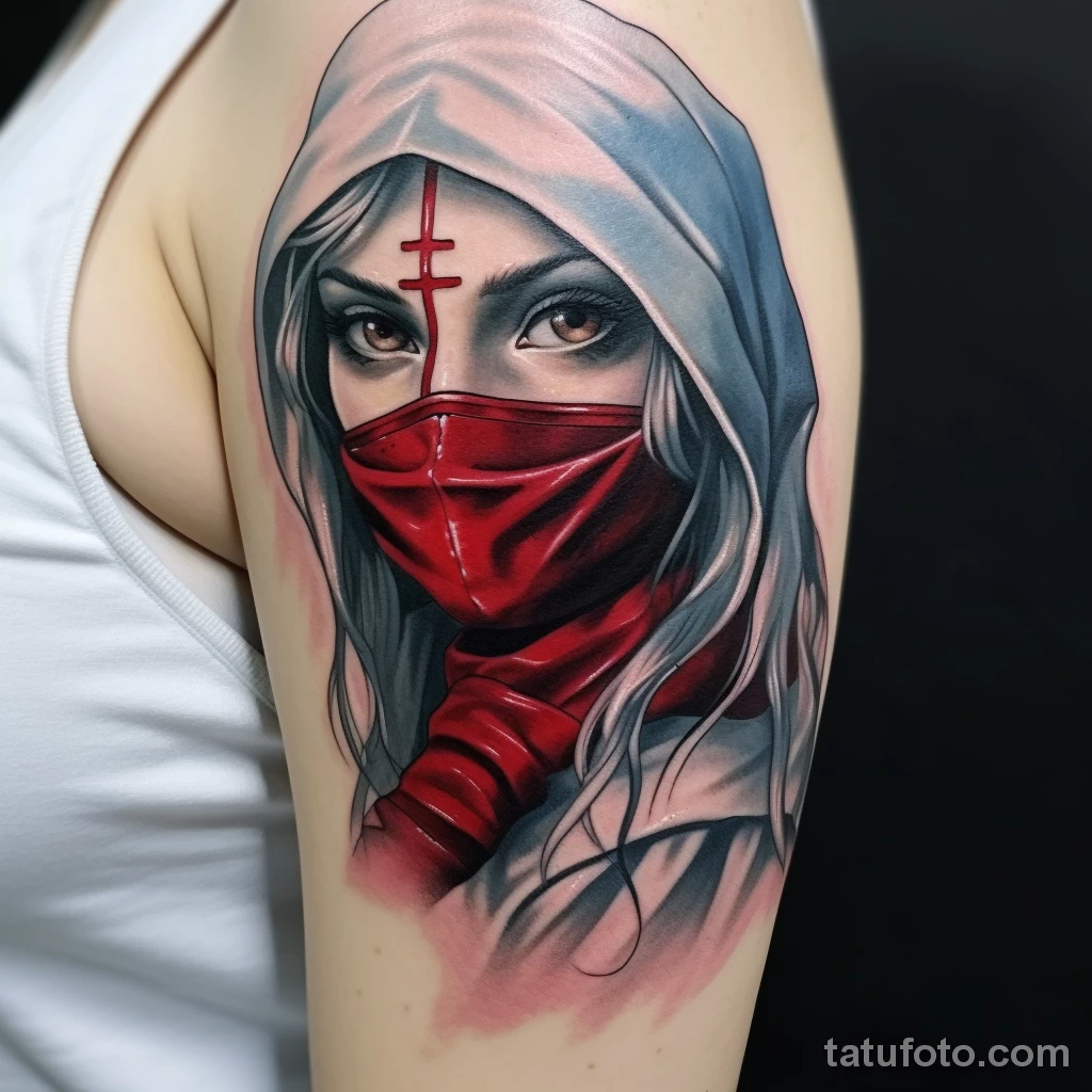 The hero in a mask with a red ribbon is a realistic ac aa a c eddf _1_2_3 231123 tatufoto.com