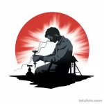 The silhouette of a doctor drawing tattoo about AIDS fb eb d ab 231123 tatufoto.com