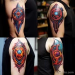 Vibrant tattoo of a superhero emblem from 'The Avengers' on an upper arm 2 16.11.2023 tatufoto.com 46
