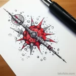 Virus and syringe drawing tattoo about AIDS styliz bf a a dbdeee _1 231123 tatufoto.com