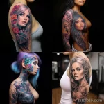 beautiful girl with beautiful realistic tattoos on her body shows the history and development of UV tattoos 1 10112023 tatufoto.com 06