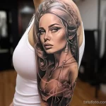 beautiful girl with beautiful realistic tattoos on her body shows the history and development of UV tattoos 5 10112023 tatufoto.com 10