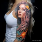 beautiful girl with beautiful realistic tattoos on her body shows what UV tattoos are 2 10112023 tatufoto.com 12