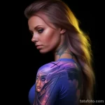beautiful girl with beautiful realistic tattoos on her body shows what UV tattoos are 3 10112023 tatufoto.com 13