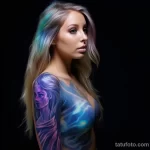 beautiful girl with beautiful realistic tattoos on her body shows what UV tattoos are 4 10112023 tatufoto.com 14