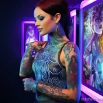 beautiful woman with a poised demeanor, dressed in a sophisticated, casual outfit, is depicted with stunning and realistic tattoos covering her body 5 10112023 tatufoto.com 20