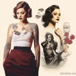 collage that shows the same beautiful girl with tattoos in different eras 4 09112023 tatufoto.com 081