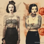 collage that shows the same beautiful girl with tattoos in different eras 5 09112023 tatufoto.com 082