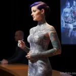 graceful woman in trendy short attire, her body adorned with beautiful, lifelike tattoos 3 10112023 tatufoto.com 28