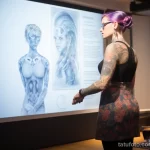 graceful woman in trendy short attire, her body adorned with beautiful, lifelike tattoos 4 10112023 tatufoto.com 29