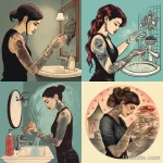 illustration of a beautiful woman demonstrating the correct way to wash a tattoo 1 09112023 tatufoto.com 098