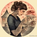illustration of a beautiful woman demonstrating the correct way to wash a tattoo 5 09112023 tatufoto.com 102