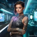 woman in a stylish short outfit, her skin featuring beautiful and realistic tattoos 5 10112023 tatufoto.com 35