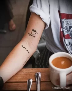 Фото пример рисунка татуировки про кофе - 01,11,2023 - tatufoto.com 080