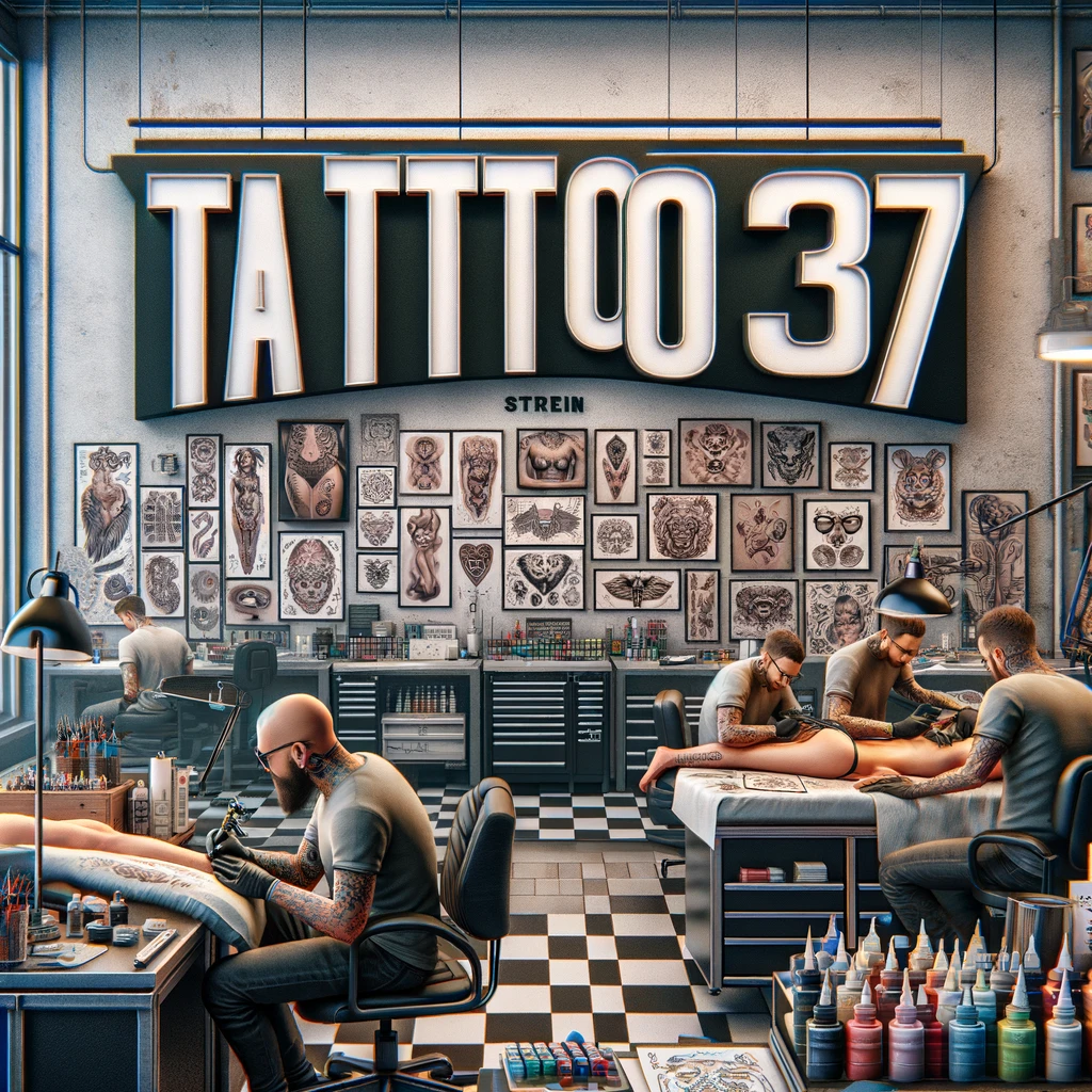 иллюстрация тату-студии с ясно видимой надписью TATTOO37 - tatufoto.com 1