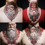 уник тату фото An elegant tattoo of Santa Claus on his neck, accented by his patterned cloak 7 13.11.2023 tatufoto.com 10