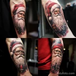 уник тату фото Realistic style Santa Claus tattoo on the forearm, focusing on the details of his face and beard 1 13.11.2023 tatufoto.com 30