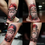 уник тату фото Santa Claus tattoo on the ankle, depicting him in a characteristic pose with his finger raised up 6 13.11.2023 tatufoto.com 35