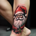 уник тату фото Santa Claus tattoo on the ankle, depicting him in a characteristic pose with his finger raised up 6_1 13.11.2023 tatufoto.com 36