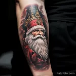 уник тату фото tattoo A miniature but detailed drawing of Santa Claus on the wrist, with an emphasis on his traditional headdress 5_1 13.11.2023 tatufoto.com 46
