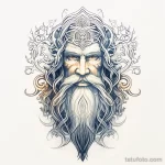 эскиз тату A Nordic style tattoo sketch of Ded Moroz on a white sheet 12_3 13.11.2023 tatufoto.com