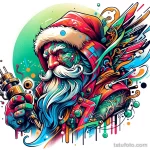 эскиз тату DALL·E 2023-11-13 13.40.23 - A graffiti_street style sketch of Ded Moroz for a tattoo design 13.11.2023 tatufoto.com