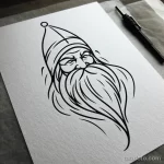 эскиз тату DALL·E 2023-11-13 13.40.41 - A minimalist tattoo sketch of Ded Moroz on a white sheet 13.11.2023 tatufoto.com