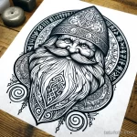 эскиз тату DALL·E 2023-11-13 13.41.38 - A Nordic style tattoo sketch of Ded Moroz on a white sheet 13.11.2023 tatufoto.com
