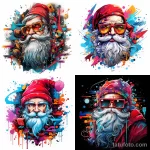 эскиз тату Santa Claus depicted in a dynamic graffiti style, with bright colors and abstract elements 2 13.11.2023 tatufoto.com