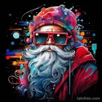 эскиз тату Santa Claus depicted in a dynamic graffiti style, with bright colors and abstract elements 2_4 13.11.2023 tatufoto.com
