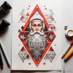 эскиз тату Santa Claus depicted using geometric shapes and patterns to create an abstract and modern look 8_1 13.11.2023 tatufoto.com