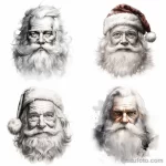эскиз тату Sketch of the face of Santa Claus in a realistic style, with an emphasis on wise eyes and beard, on a white background 1 13.11.2023 tatufoto.com