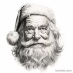 эскиз тату Sketch of the face of Santa Claus in a realistic style, with an emphasis on wise eyes and beard, on a white background 1_3 13.11.2023 tatufoto.com
