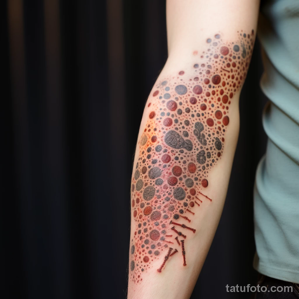 A close up of a tattoo with signs of allergic reacti ce c fdd aa dffe _1_2_3 161223 tatufoto.com 010