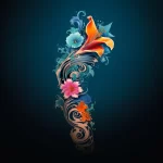 A digital illustration showing a vibrant tattoo grad bd dc f d fdbcc 051223 tatufoto.com