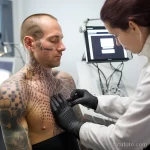 A patient with tattoos undergoing a skin allergy tes fce b ac bafdebe _1 161223 tatufoto.com 022