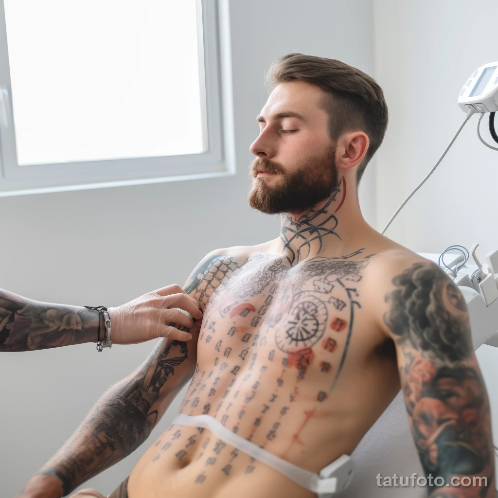 A patient with tattoos undergoing a skin allergy tes fce b ac bafdebe _1_2 161223 tatufoto.com 023