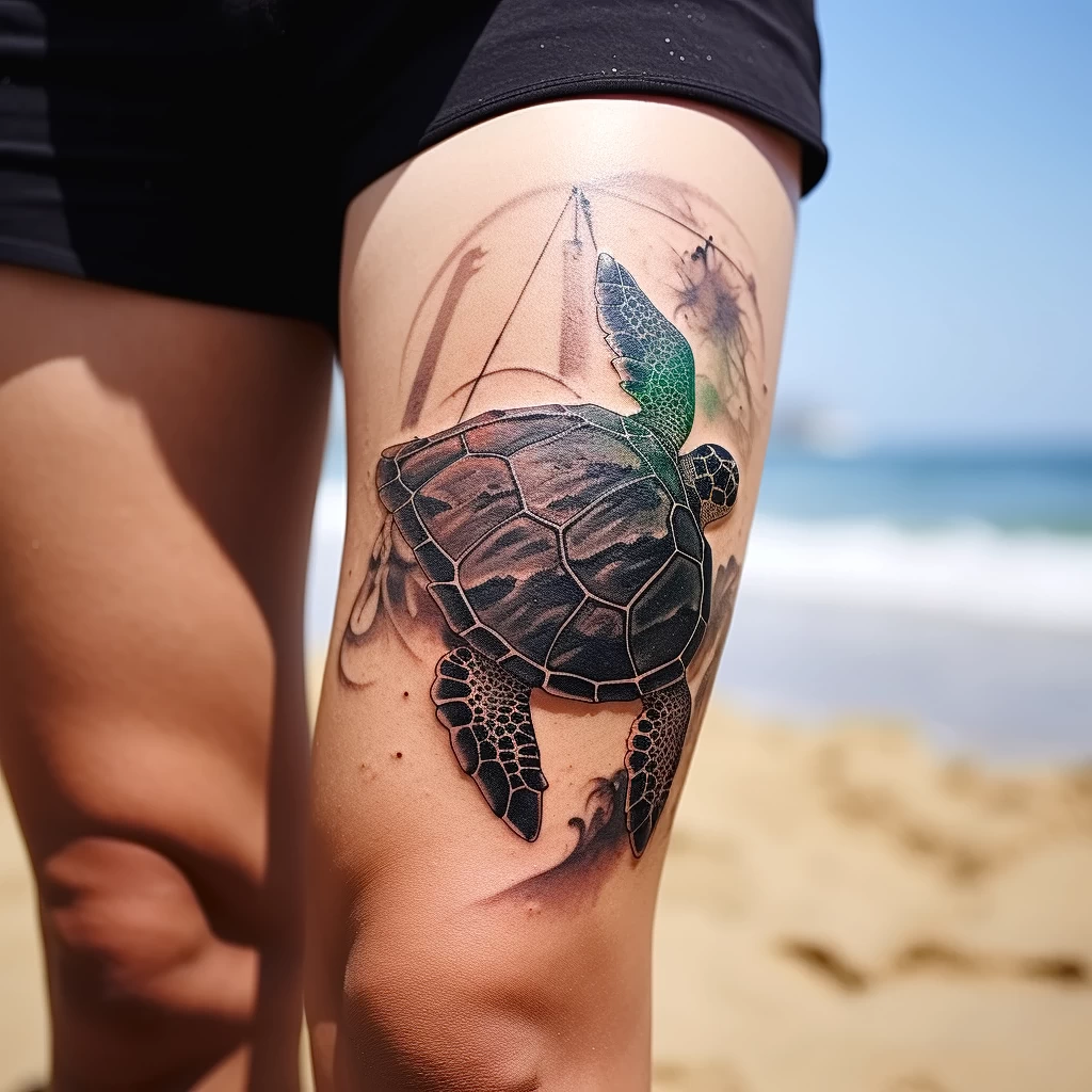 Activist at a beach cleanup with a tattoo showing a ceacc fc ce bd ccdf _1 011223 tatufoto.com
