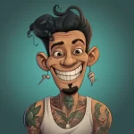 Cartoon character smiling with tattoos stylize bfbe e acaa fcdadfa _1_2_3 051223 tatufoto.com