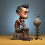 Cartoon character thinking about tattoo care styl af f bb edacb _1 051223 tatufoto.com