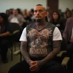 Фото тату на теле мужчины: татуировки в традиционном стиле на руках и шее, с изображением черепов и узоров. Мужчина с дредами и серьгами.