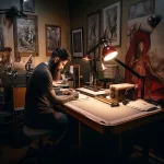 Tattoo artist working in a studio stylize v cadaf f e e faebbb _1 051223 tatufoto.com