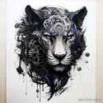 Tattoo sketch of a panther and a clockwork v fb d bfb caabc 191223 tatufoto.com 014