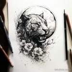 Tattoo sketch of a panther and a full moon v fffa c ba ffbdf _1_2_3_4 191223 tatufoto.com 021