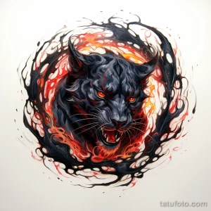 Tattoo sketch of a panther in a ring of fire v aeab dcc c f acfae _1_2 191223 tatufoto.com 068